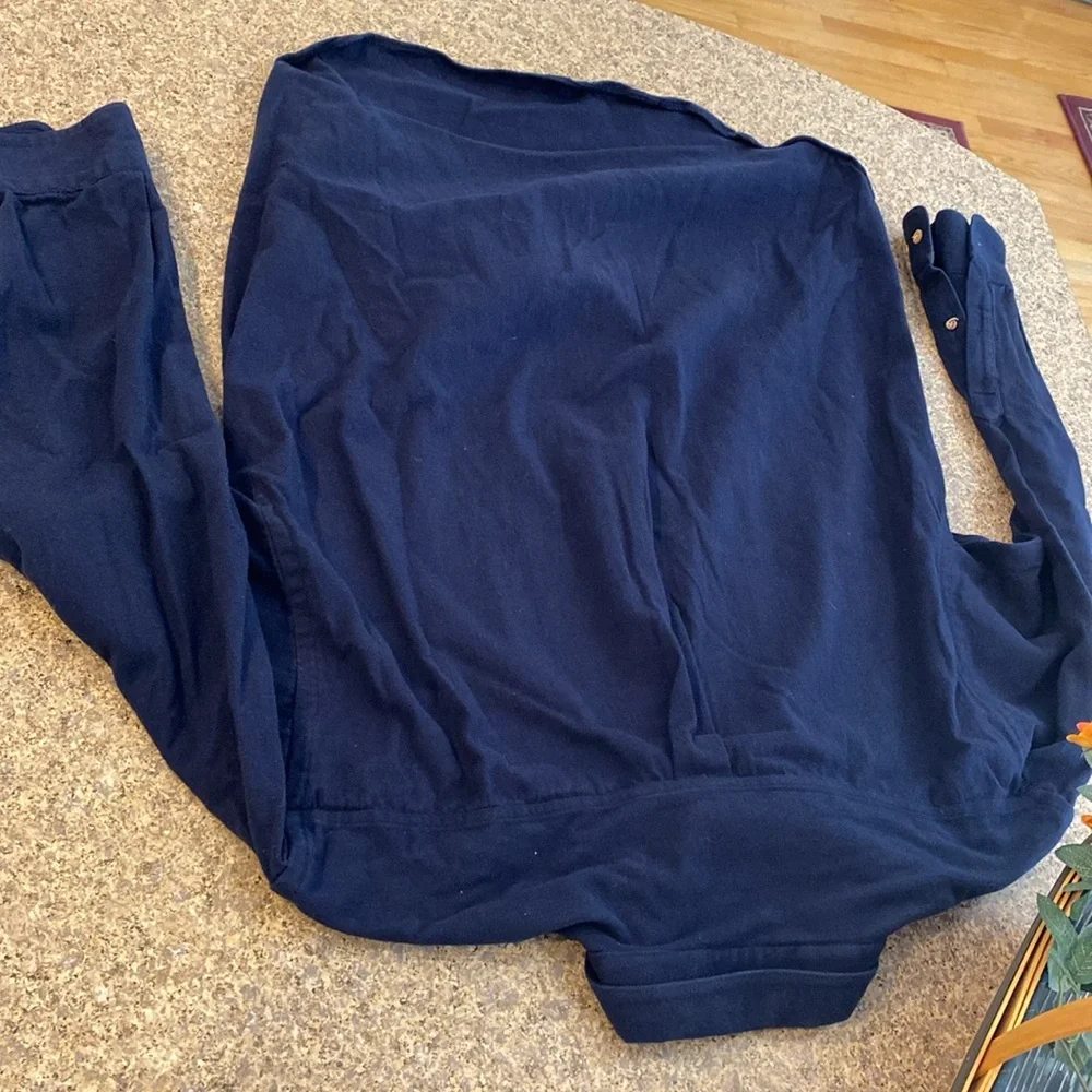 NWOT American Eagle Outfitters Navy Blue Flannel Long Sleeve Button Shirt Large - Picture 12 of 15